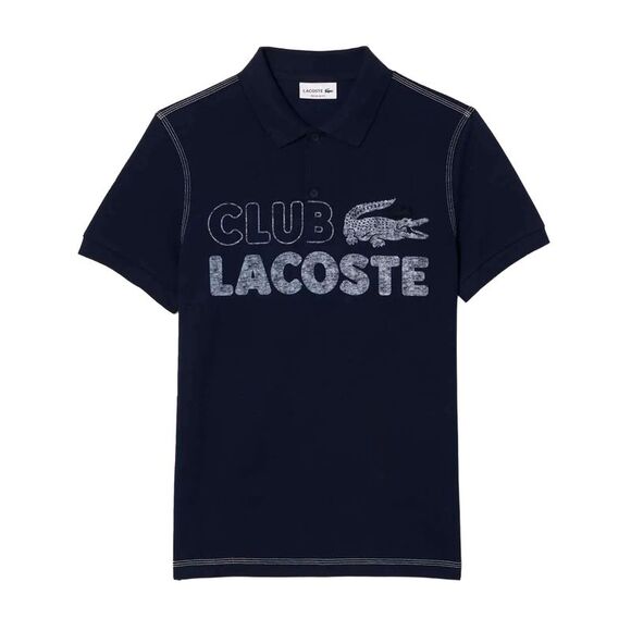 Lacoste Mens Printed Natural Cotton Polo Shirt / Blue